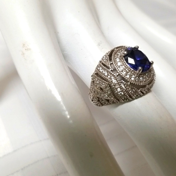 BELLA LUCE TANZANITE & DIAMOND SIMULANTS, Sz 6 in 925 SS EUC - Picture 2 of 6